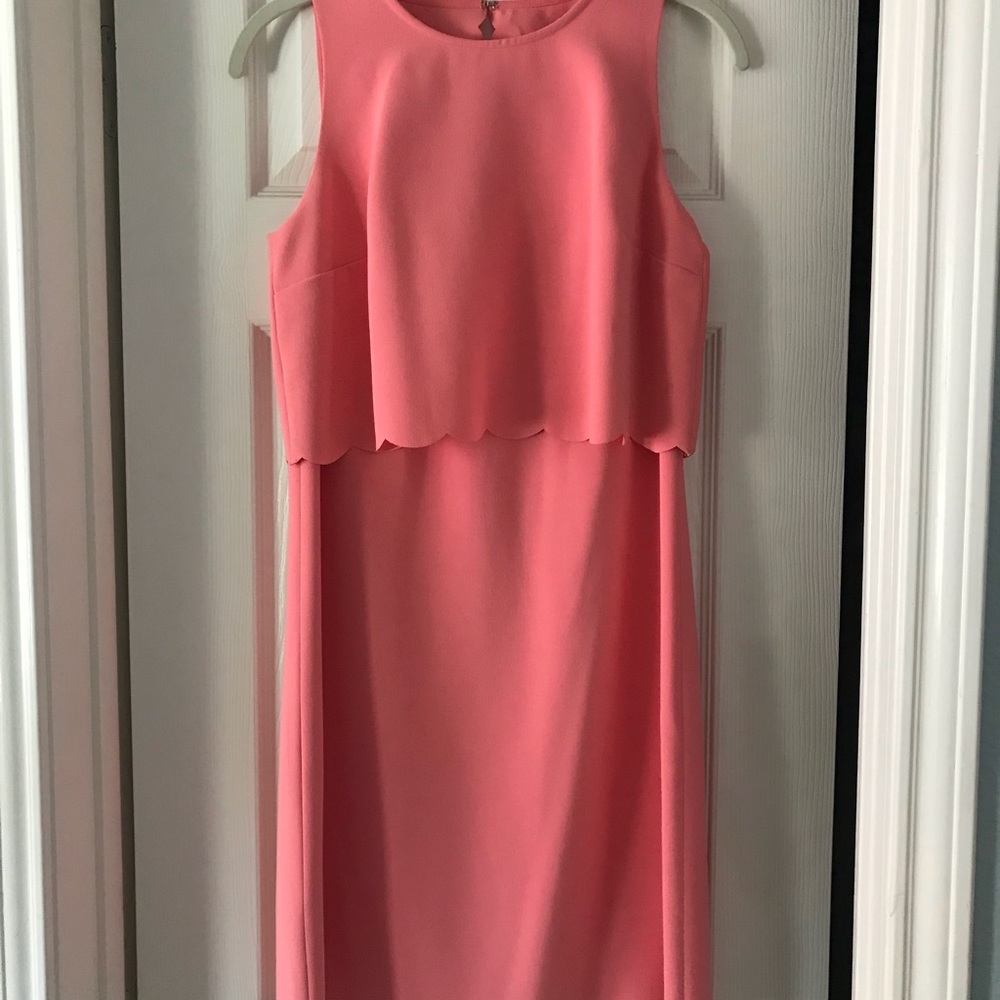 Ann Taylor Coral Scalloped Dress